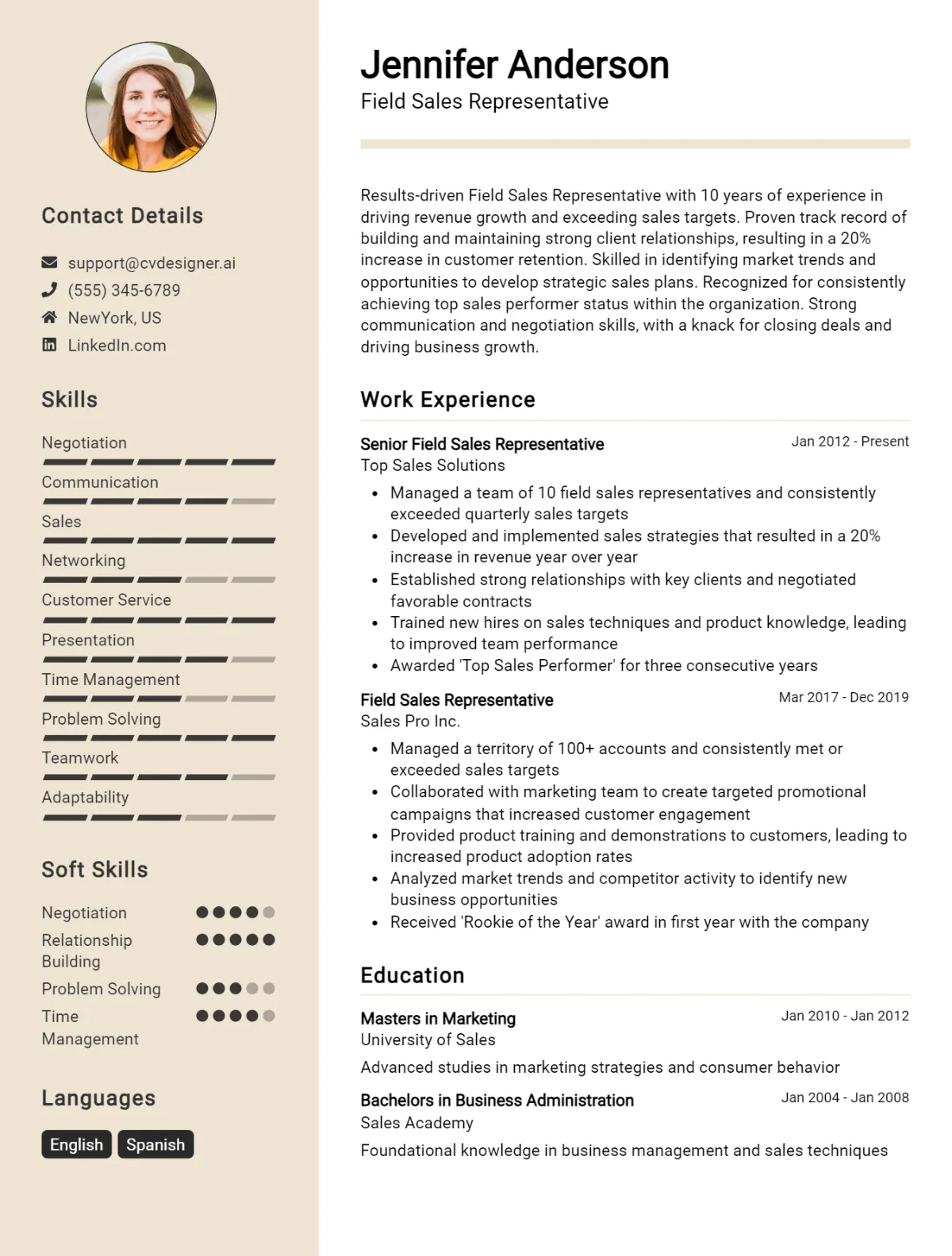 Field Sales Representative CV Example For 2026: Ultimate Guide Preview