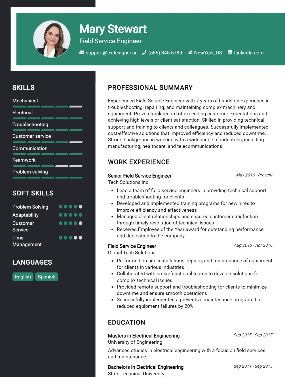 Field Service Engineer CV Example For 2026: Top Tips & Samples Preview