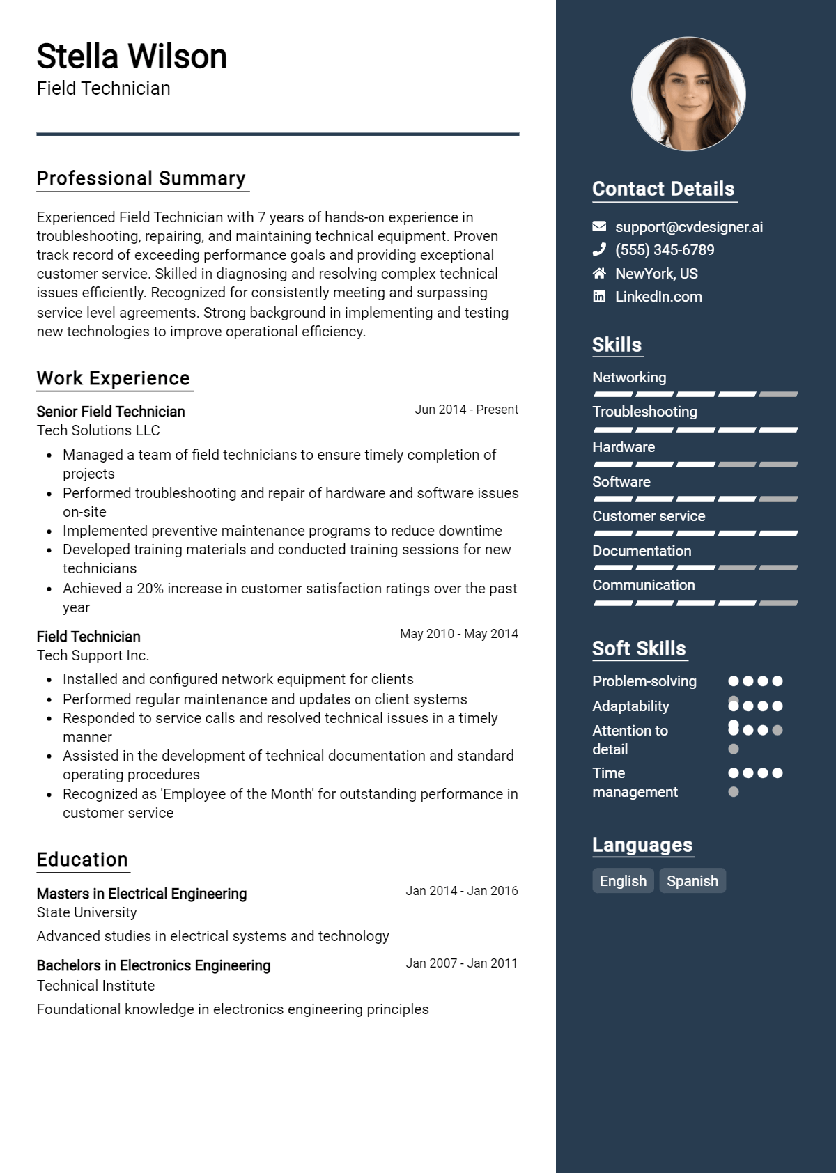 Field Technician Resume Example for 2026: Effective CV Writing Tips Preview
