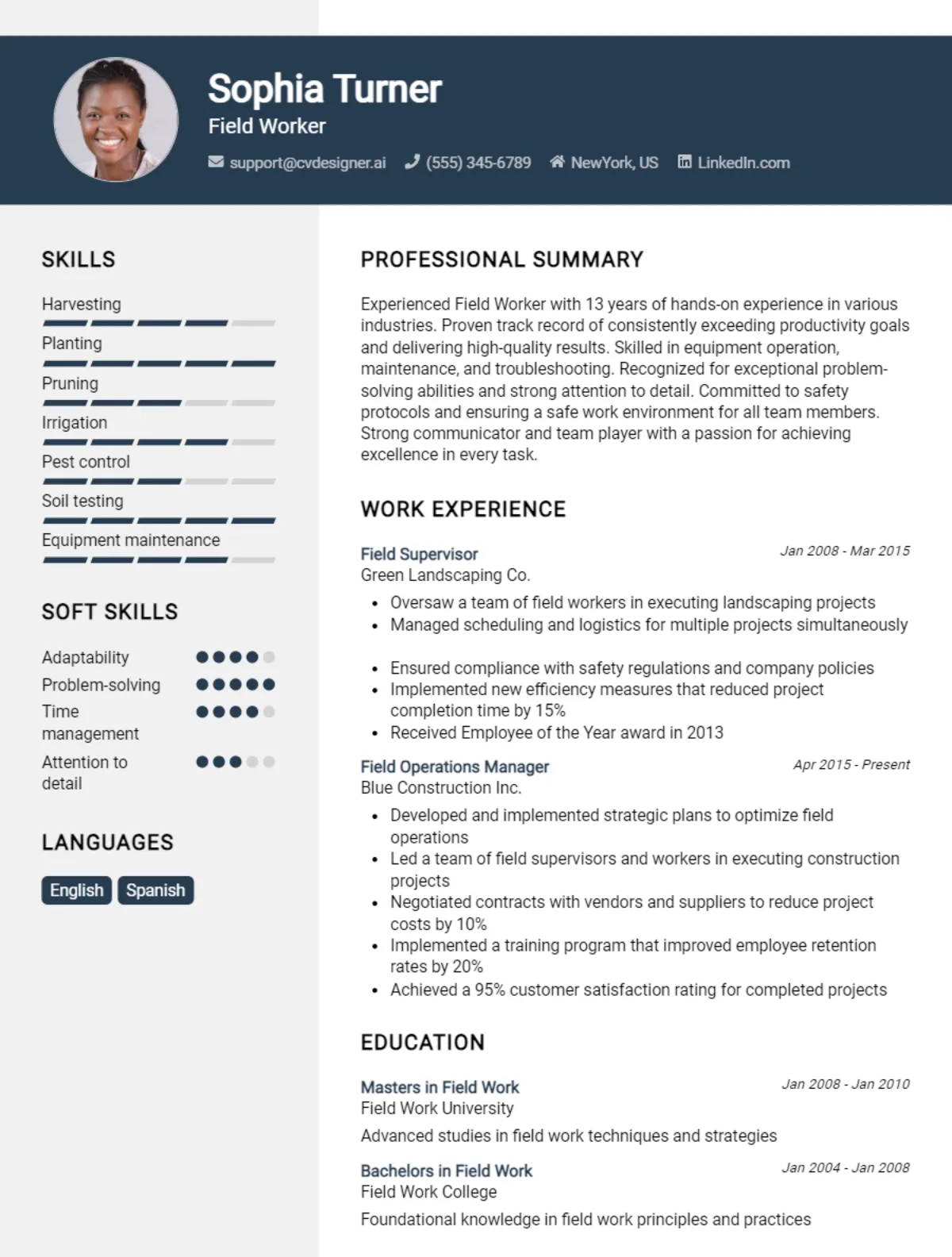 Field Worker CV Example For 2026: Tips & Templates Preview
