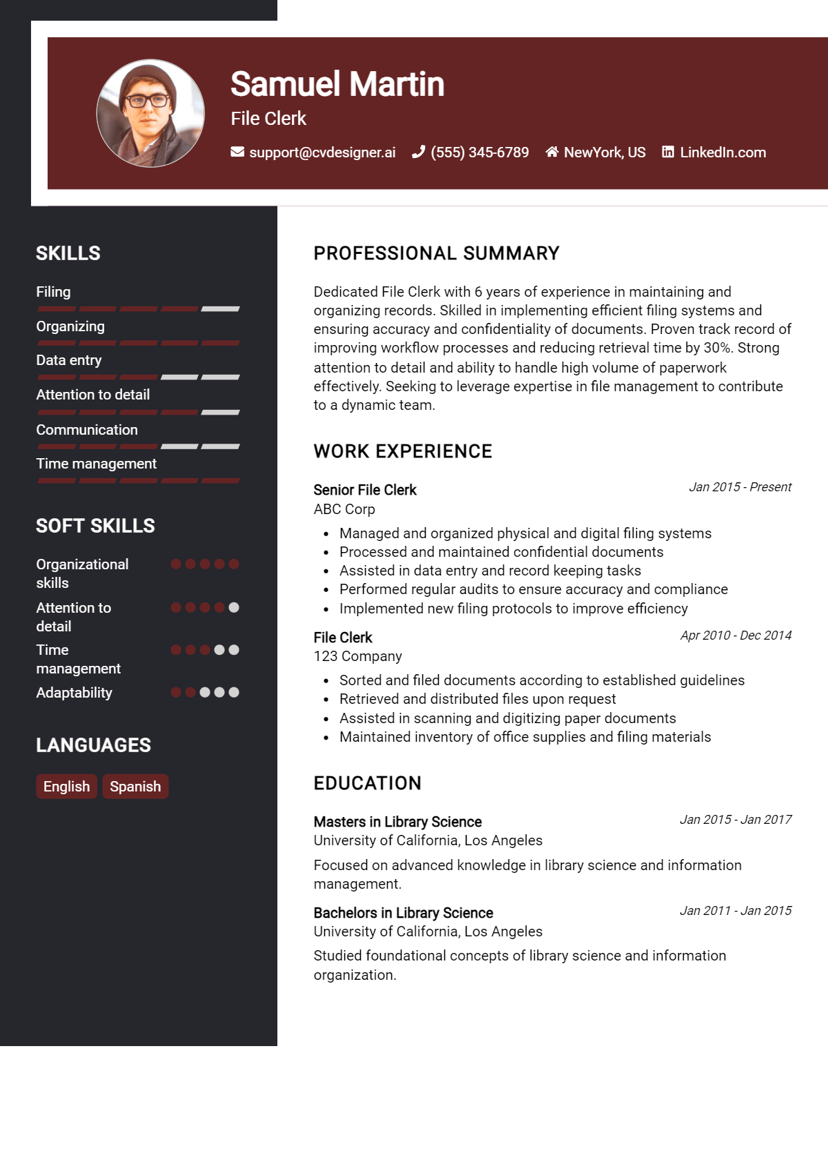 File Clerk Resume Example for 2026: Best Formatting Tips Preview
