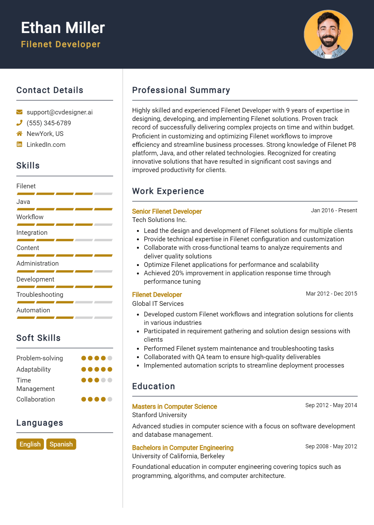FileNet Developer Resume Example for 2026: Free Templates Preview