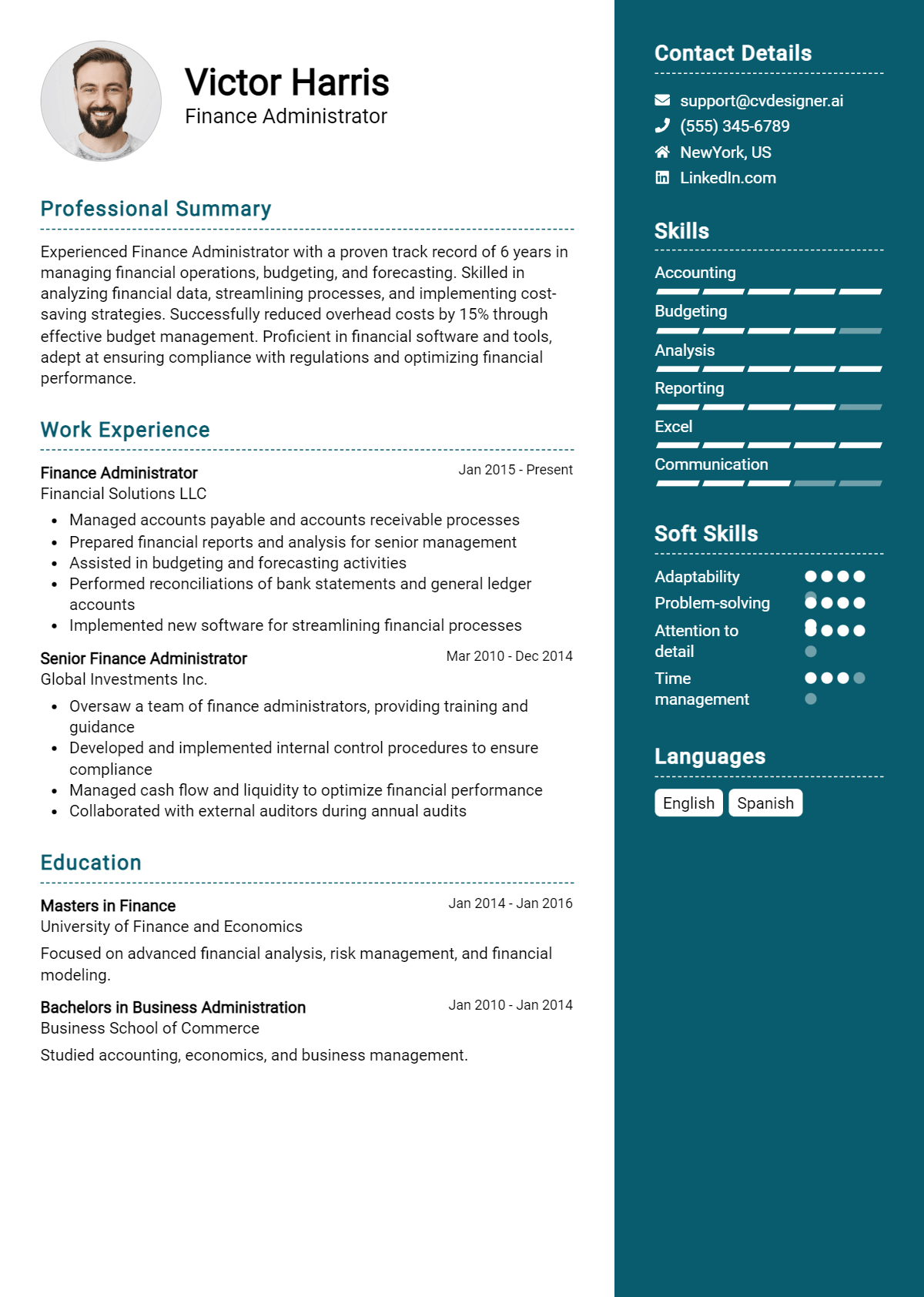 Finance Administrator Resume Example for 2026: Tips to Stand Out Preview