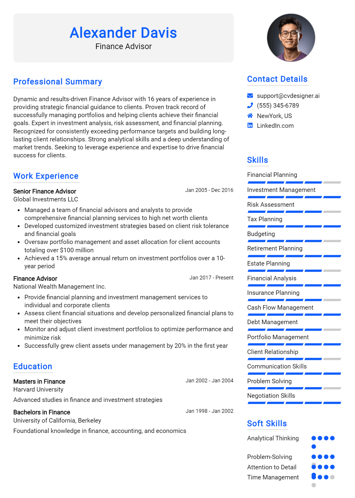 Finance Advisor Resume Example for 2026: Effective CV Writing Tips Preview