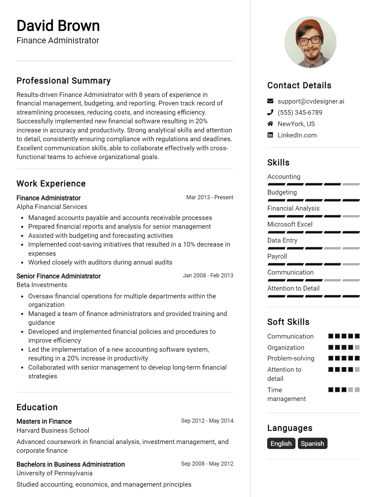 Finance Administrator CV Example for 2026: Proven Tips & Templates Preview