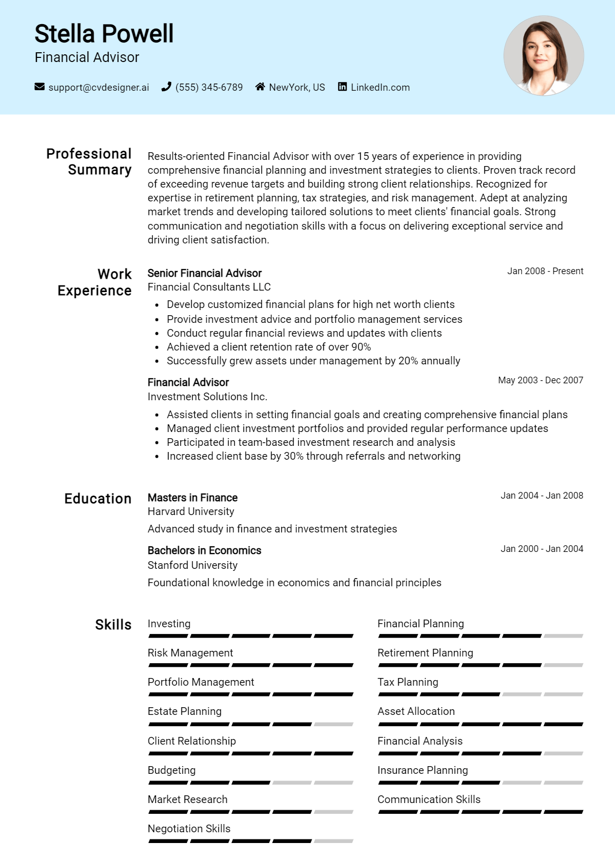 Financial Advisor Resume Example for 2026: Tips to Stand Out Preview