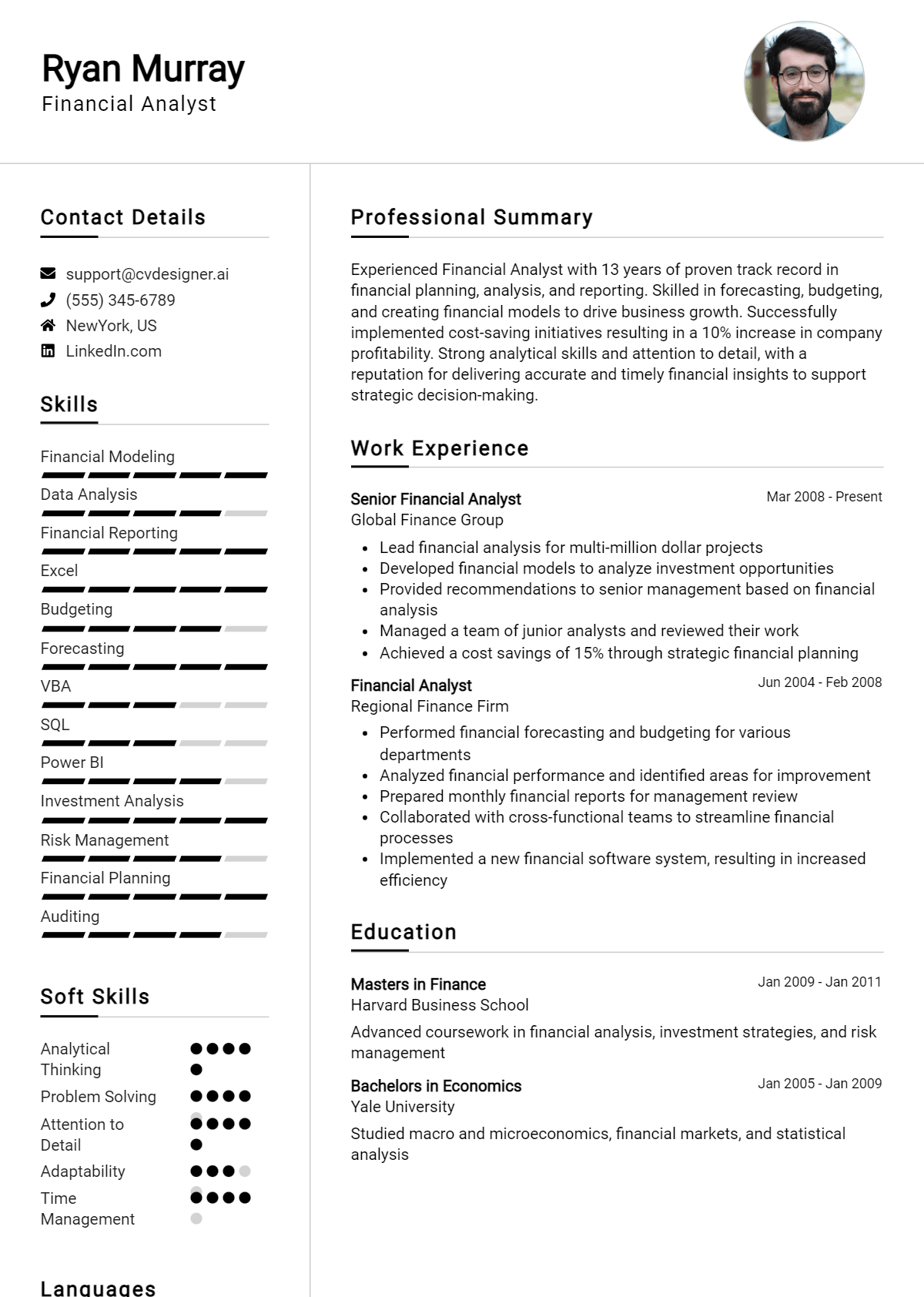 Financial Analyst Resume Example for 2026: Best Formatting Tips Preview