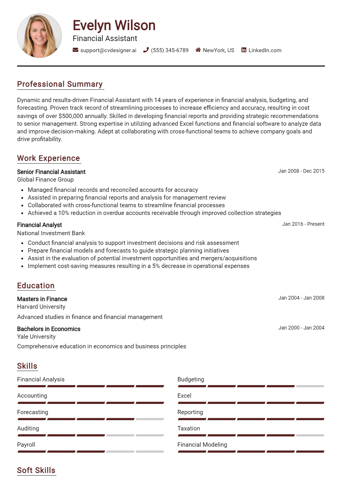 Financial Assistant Resume Example for 2026: Samples & Best Practices Preview