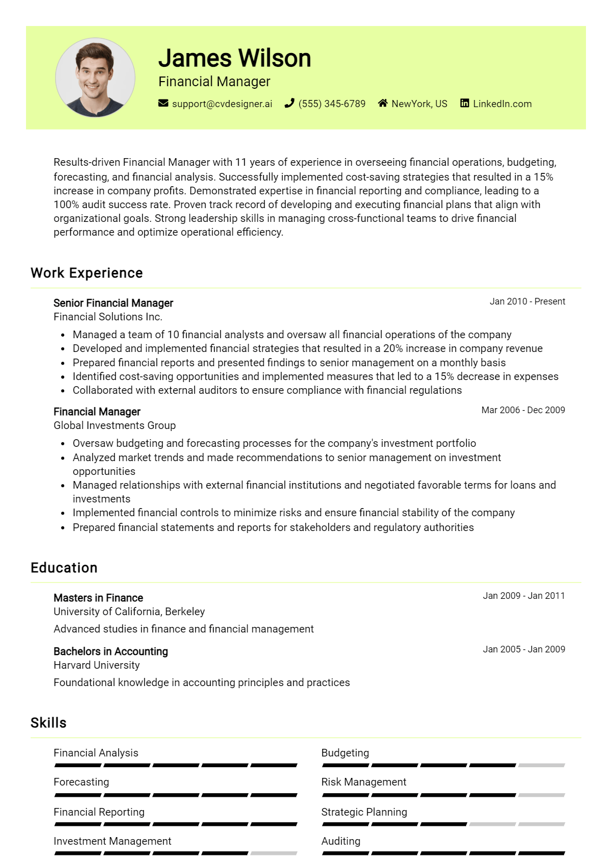 16 Financial Manager Resume Examples And Templates for 2026 Preview