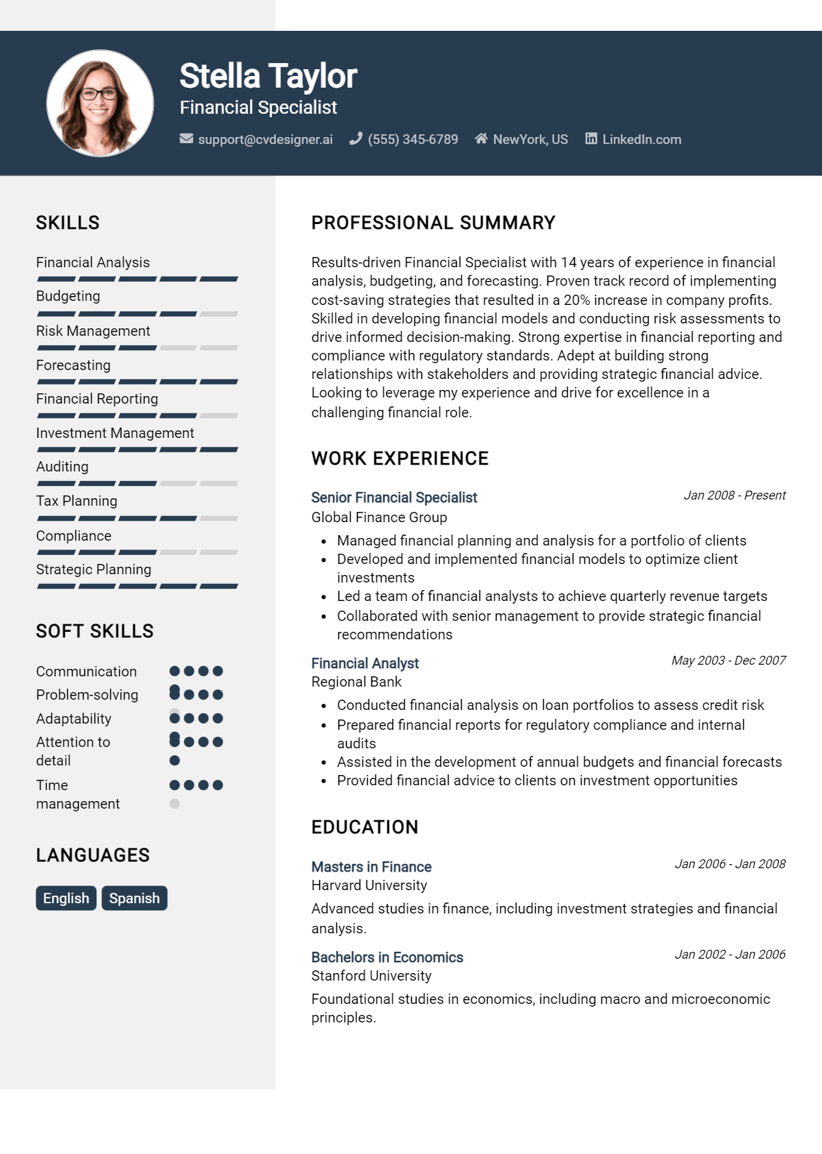 Financial Specialist Resume Example for 2026: Best Formatting Tips Preview