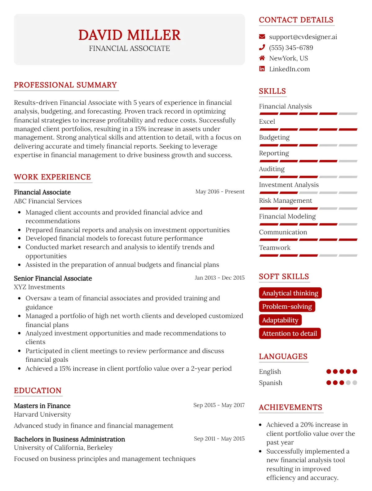 Financial Associate CV Example For 2026: Strategies & Templates Preview