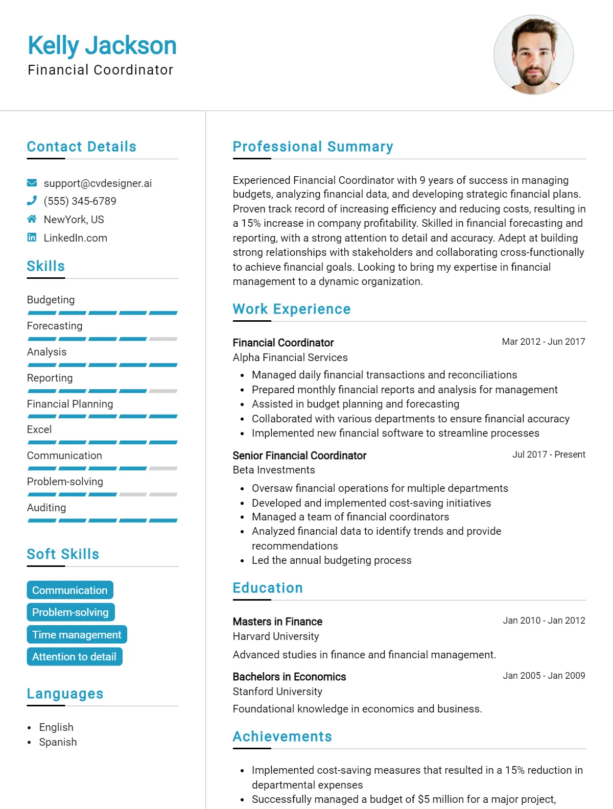 Financial Coordinator CV Example For 2026: Best Formatting Tips Preview