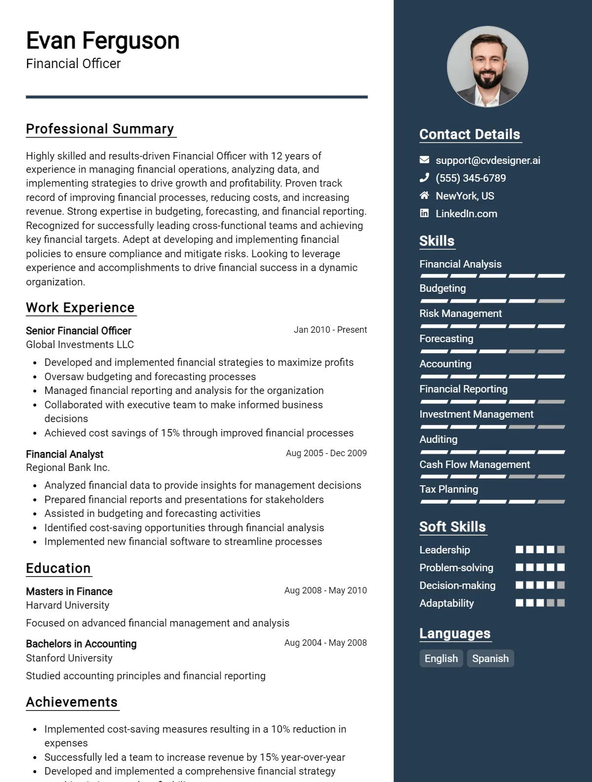 Financial Officer CV Example For 2026: Best Tips & Templates Preview