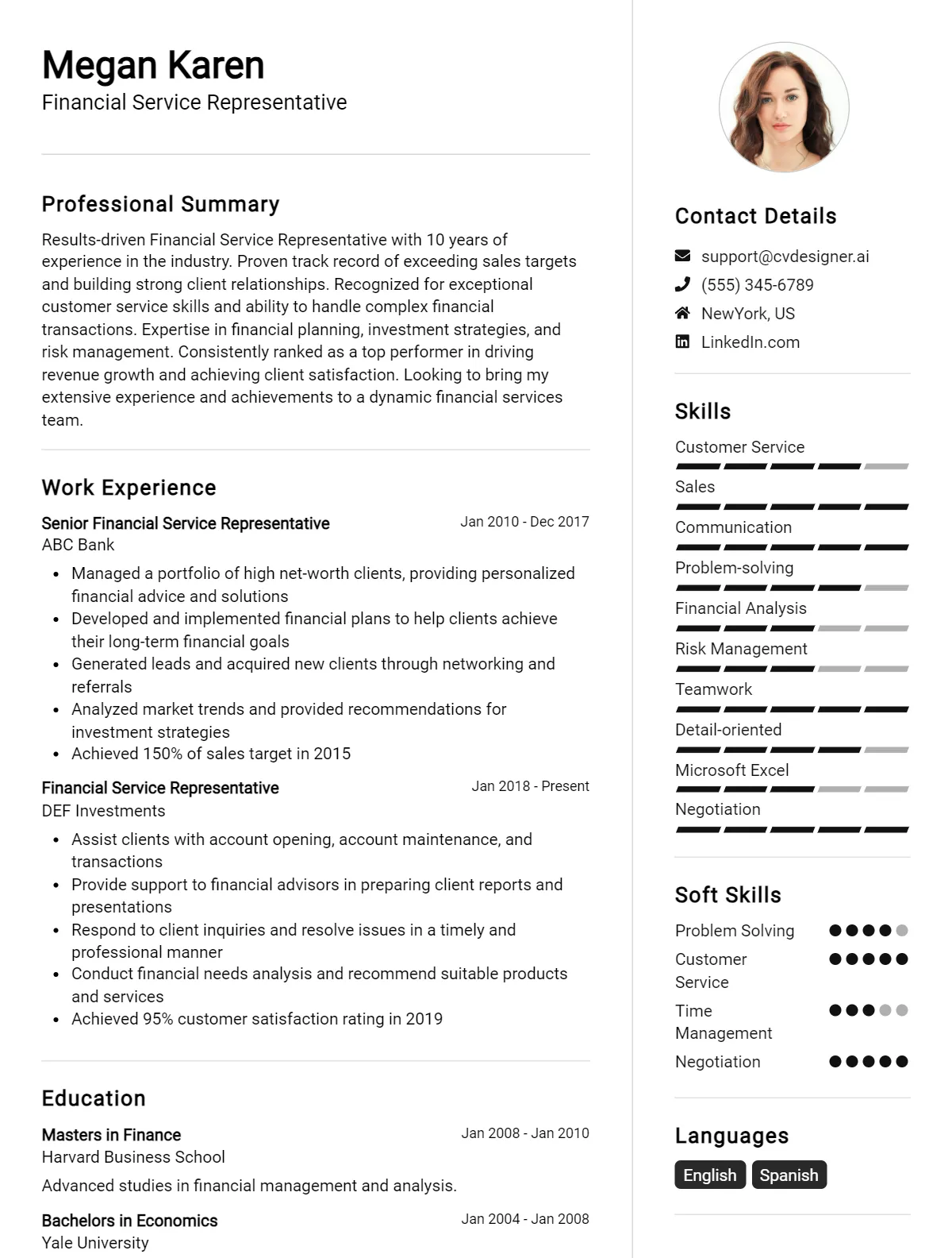 Financial Service Representative CV Example For 2026: Best Writing Tips Preview