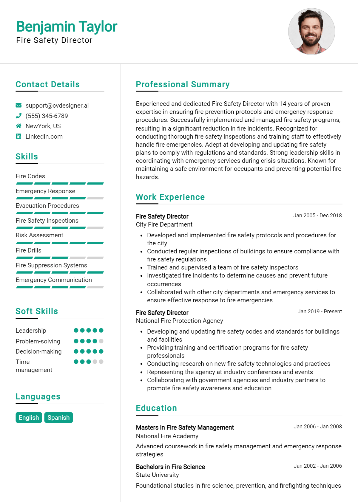 Fire Safety Director Resume Example for 2026: Free Guide Preview