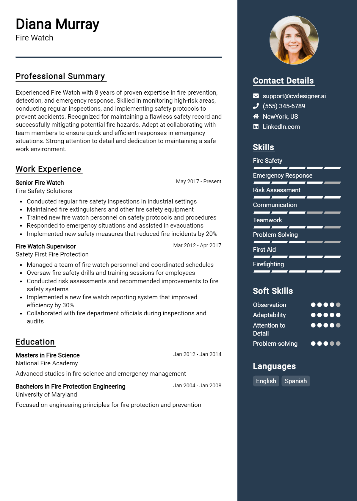 Fire Watch Resume Example for 2026: Best Writing Guide Preview