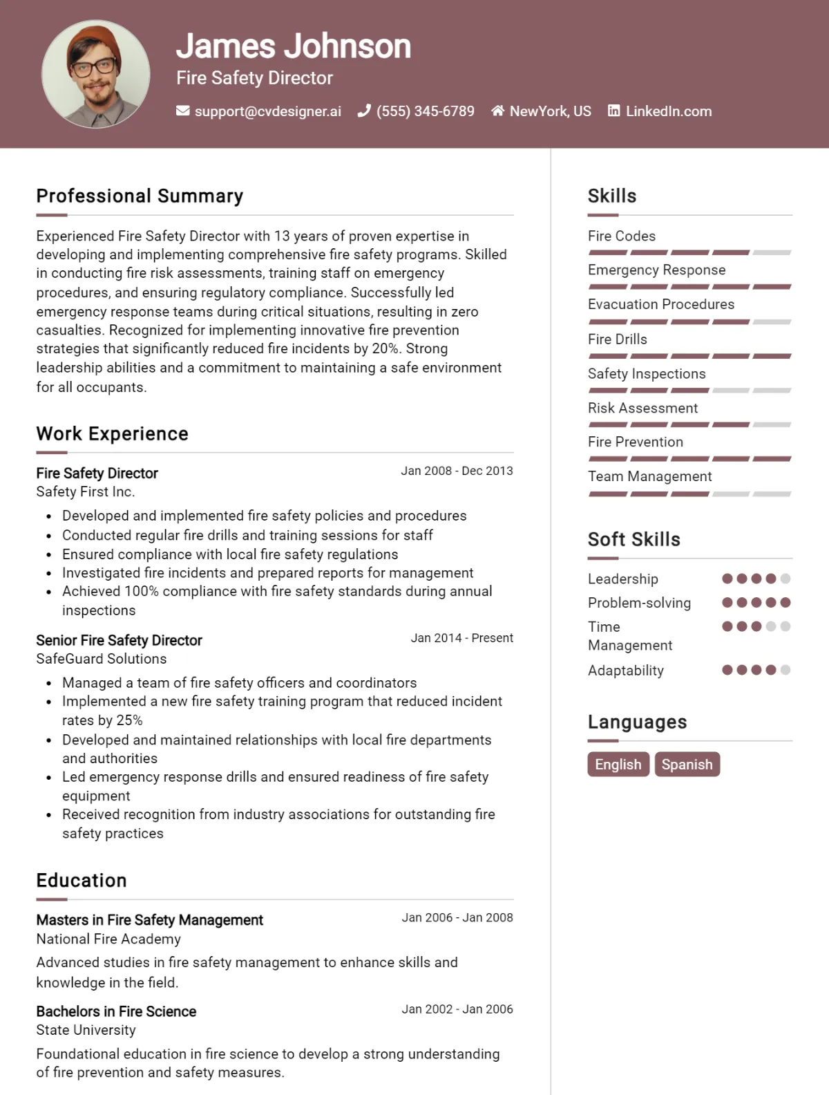 Fire Safety Director CV Example For 2026: Samples & Best Practices Preview