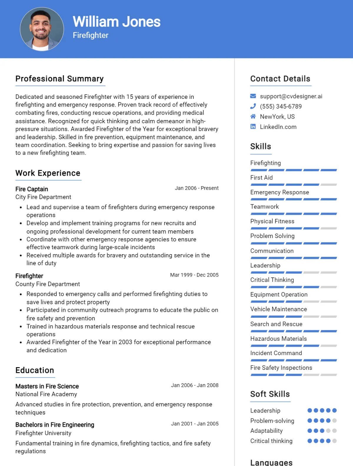 Firefighter CV Example For 2026: Samples & Best Practices Preview