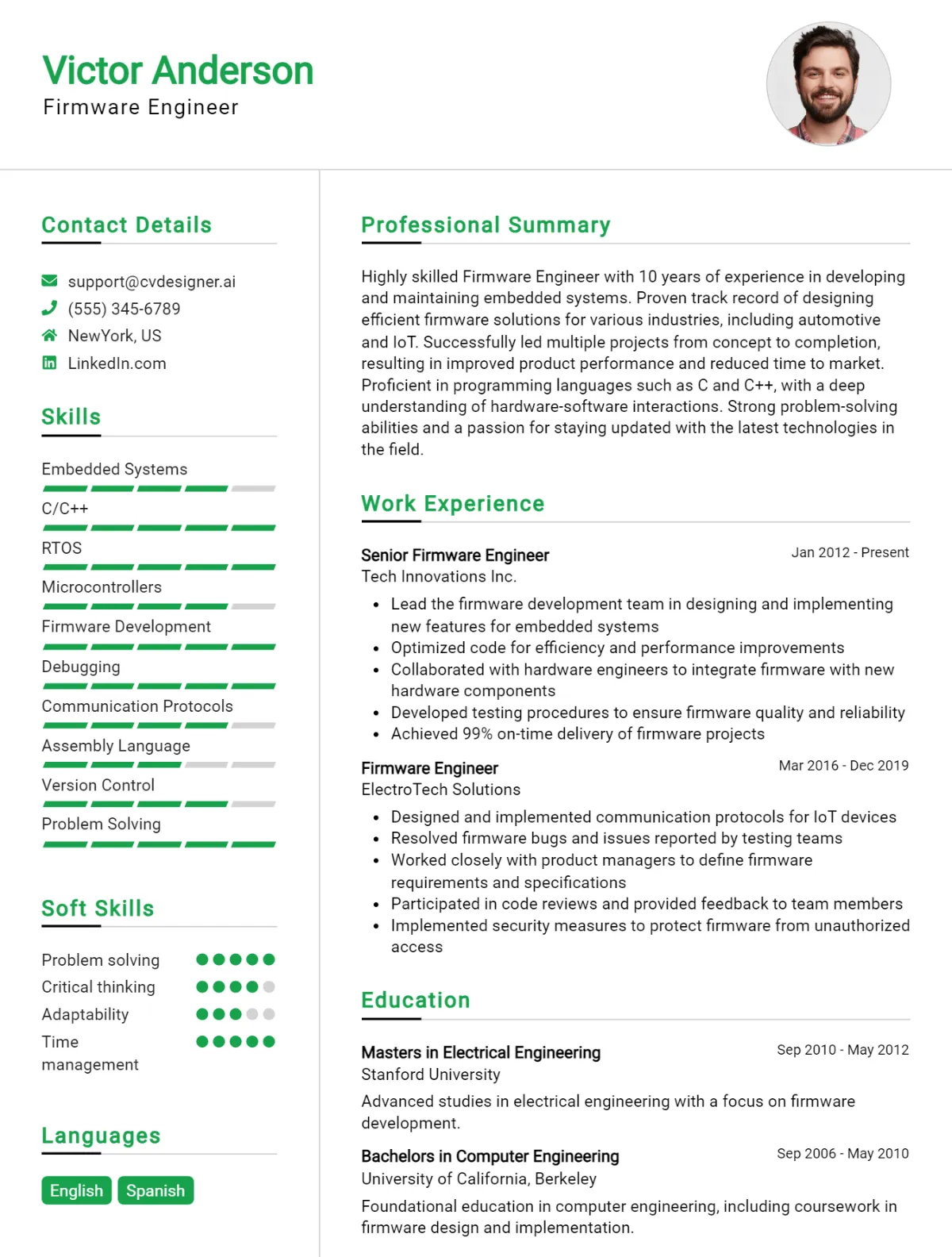 Firmware Engineer CV Example For 2026: Samples & Best Practices Preview