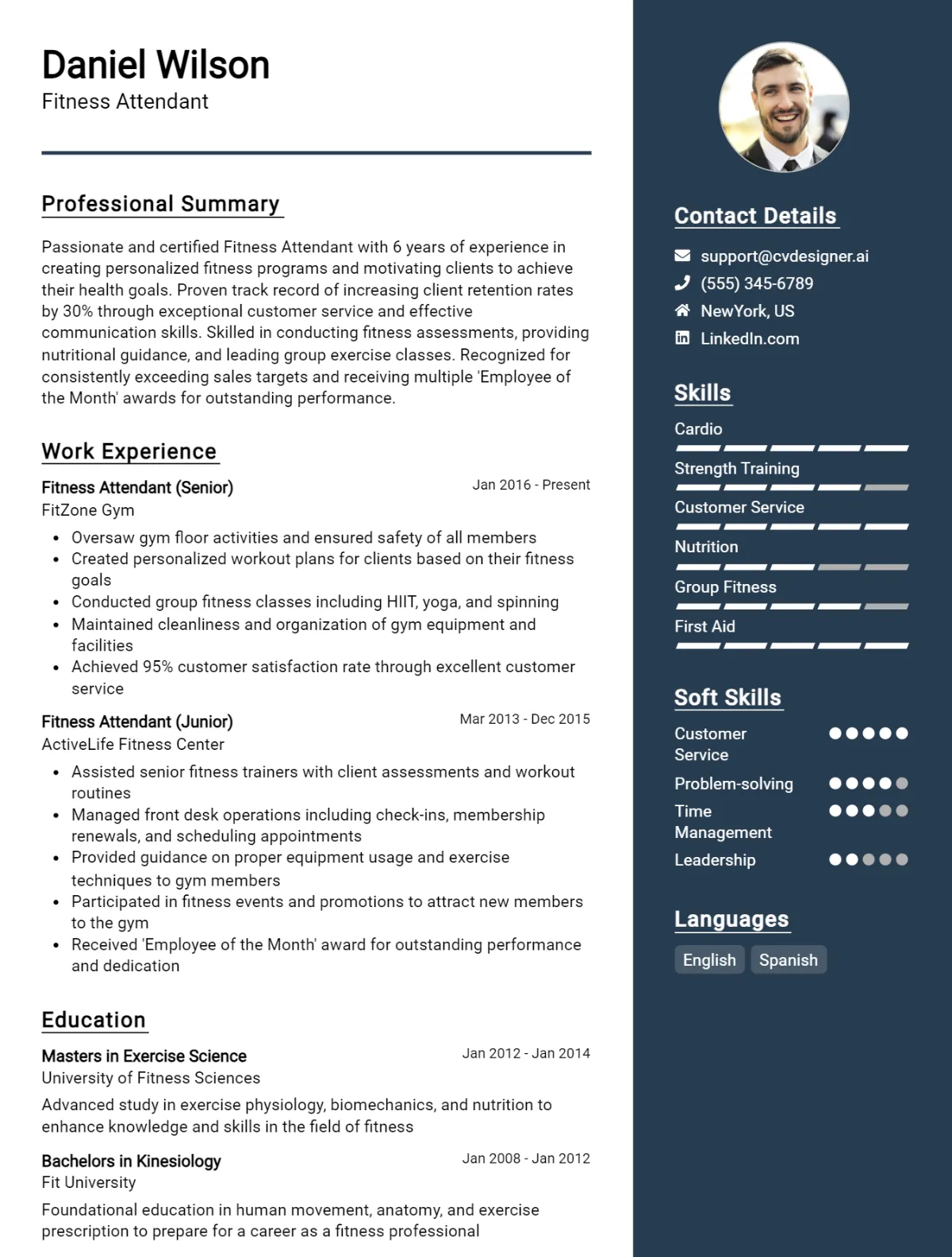Fitness Attendant CV Example For 2026: How to Create a Professional CV Preview