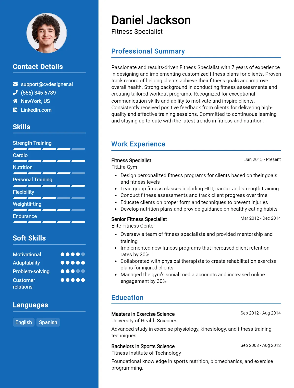 Fitness Specialist CV Example For 2026: Tips & Templates Preview