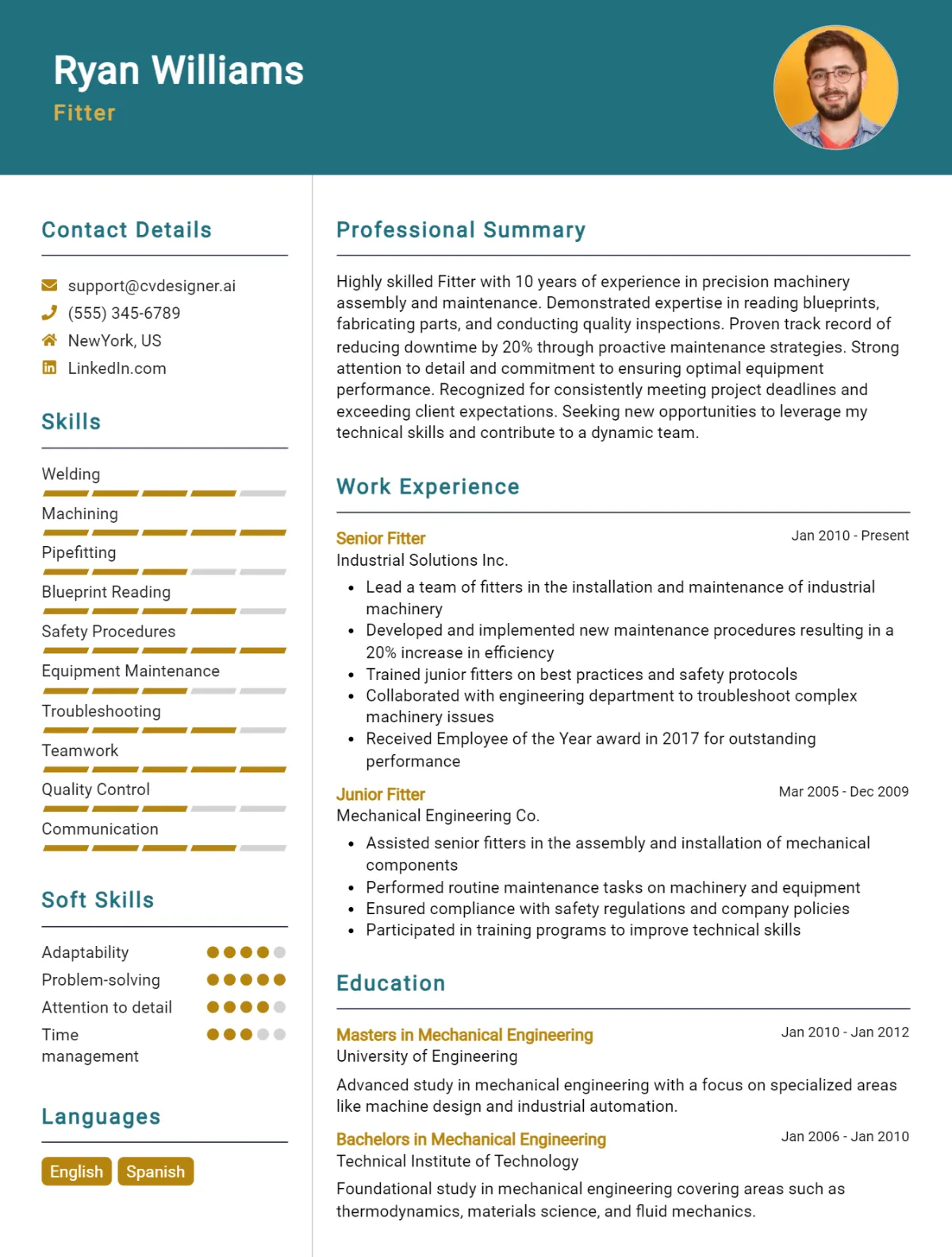 Fitter CV Example For 2026: Free Downloadable Templates Preview