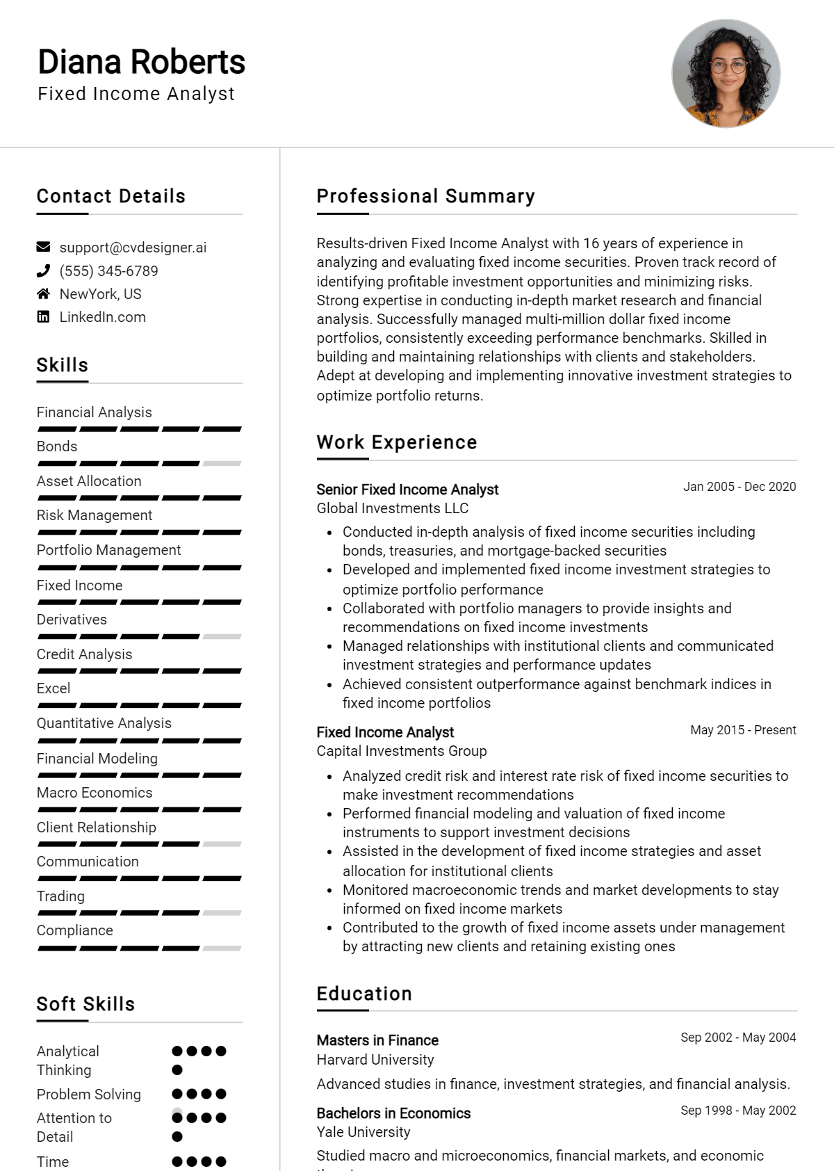 Fixed Income Analyst Resume Example for 2026: Free Downloadable Templates Preview