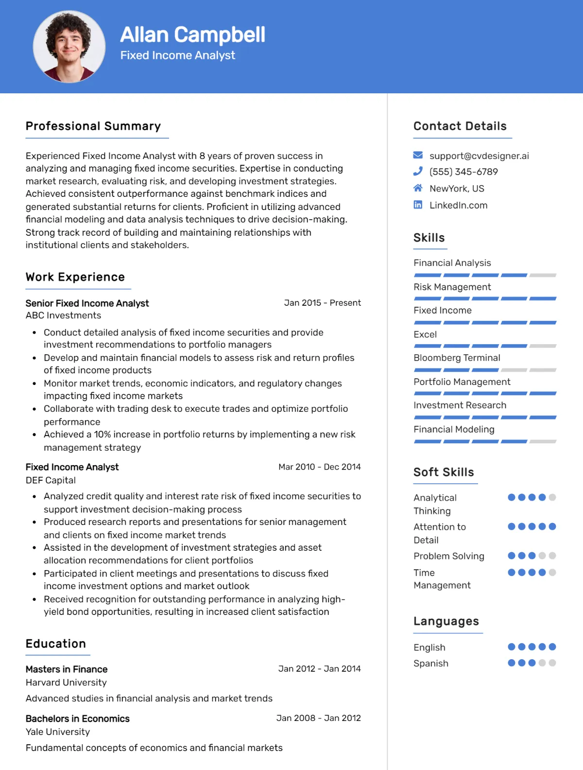 Fixed Income Analyst CV Example For 2026: Best Writing Guide Preview
