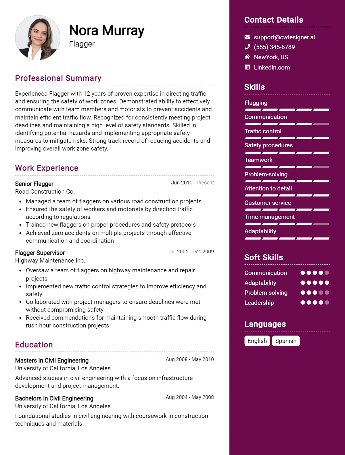 Flagger CV Example For 2026: Top CV Skills Preview