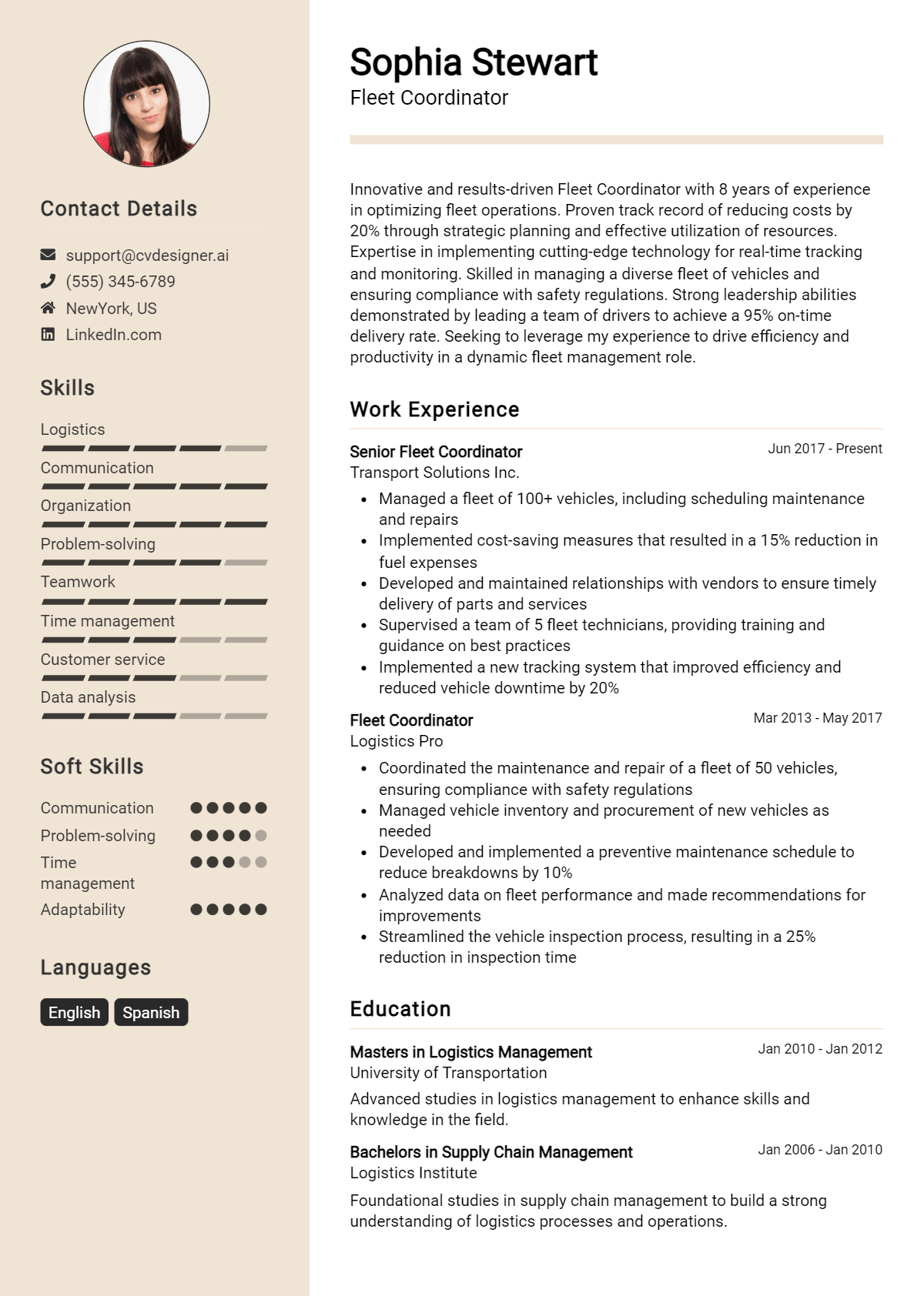Fleet Coordinator Resume Example for 2026: Samples & Best Practices Preview