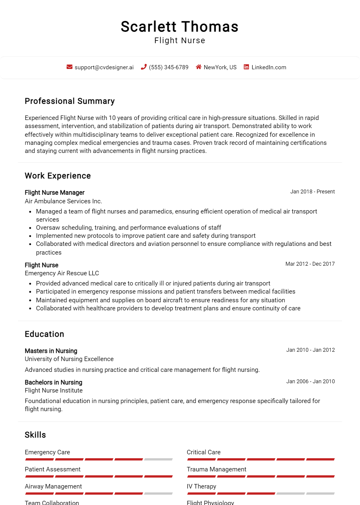 Flight Nurse Resume Example for 2026: Tips to Stand Out Preview