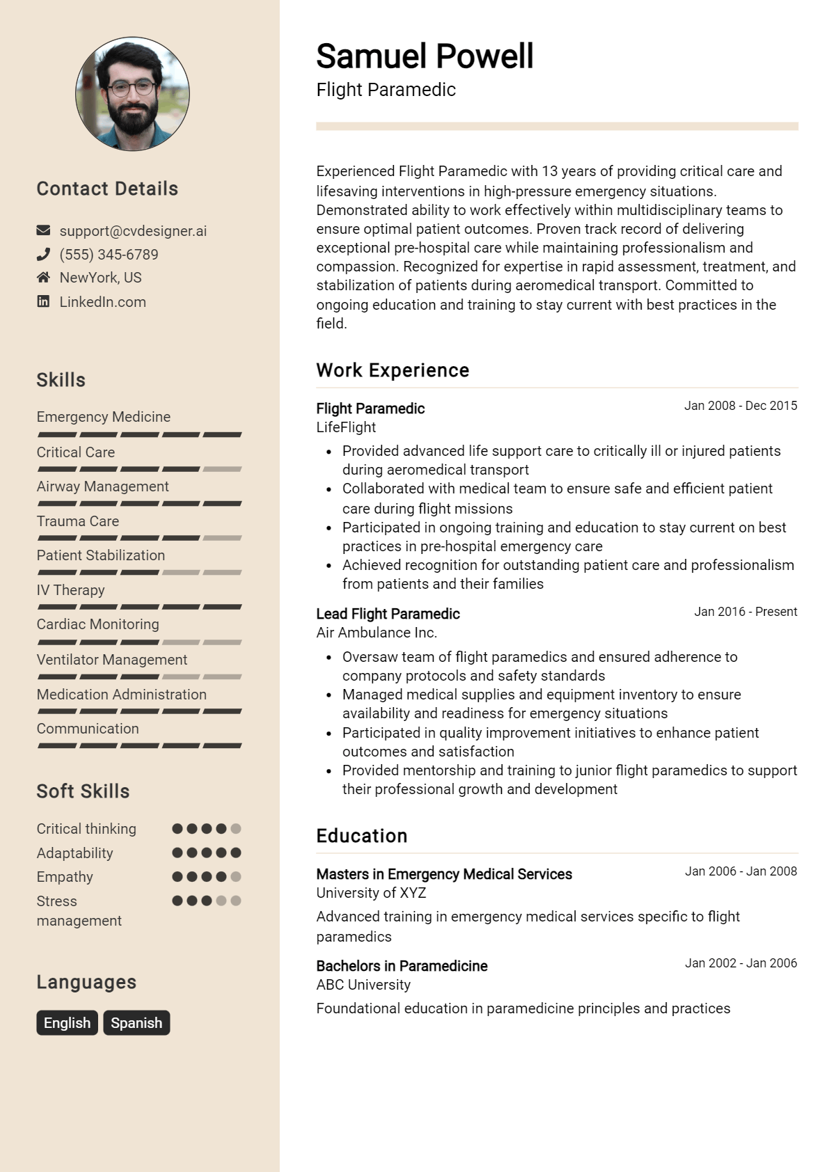 Flight Paramedic Resume Example for 2026: Effective CV Writing Tips Preview