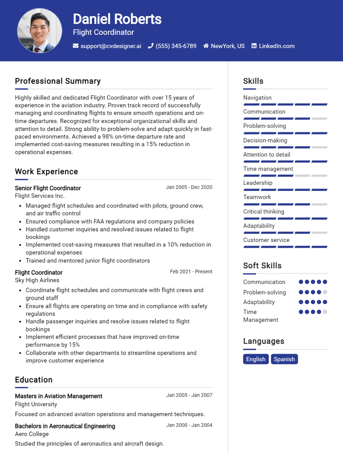 Flight Coordinator CV Example For 2026: Best Tips & Templates Preview