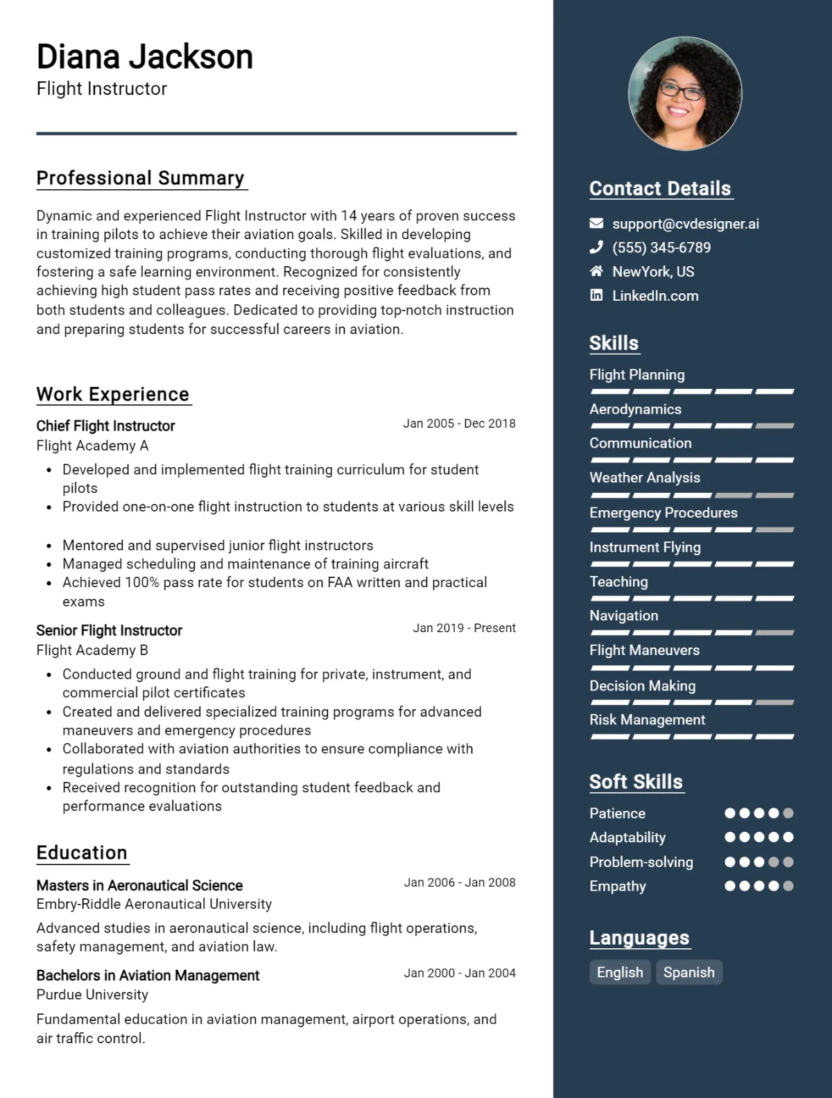Flight Instructor CV Example For 2026: Professional CV Templates Preview