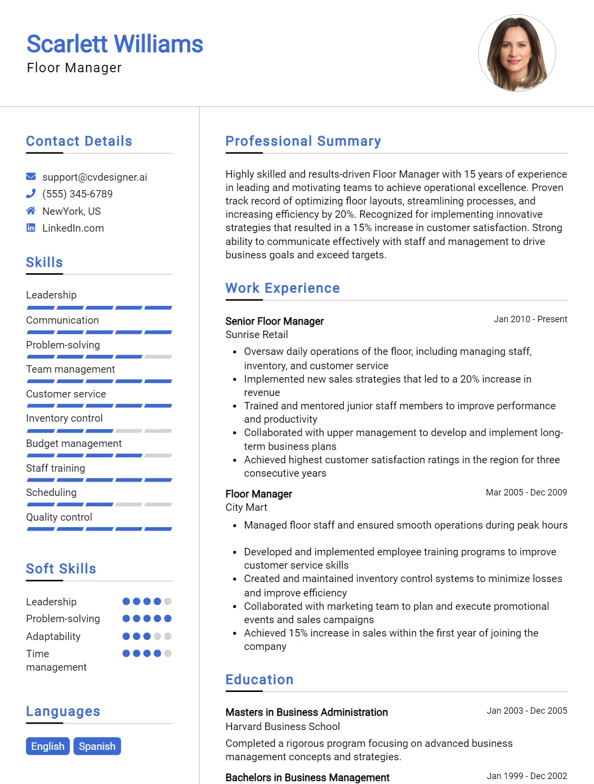 Floor Manager CV Example For 2026: How to Craft a Winning CV Preview