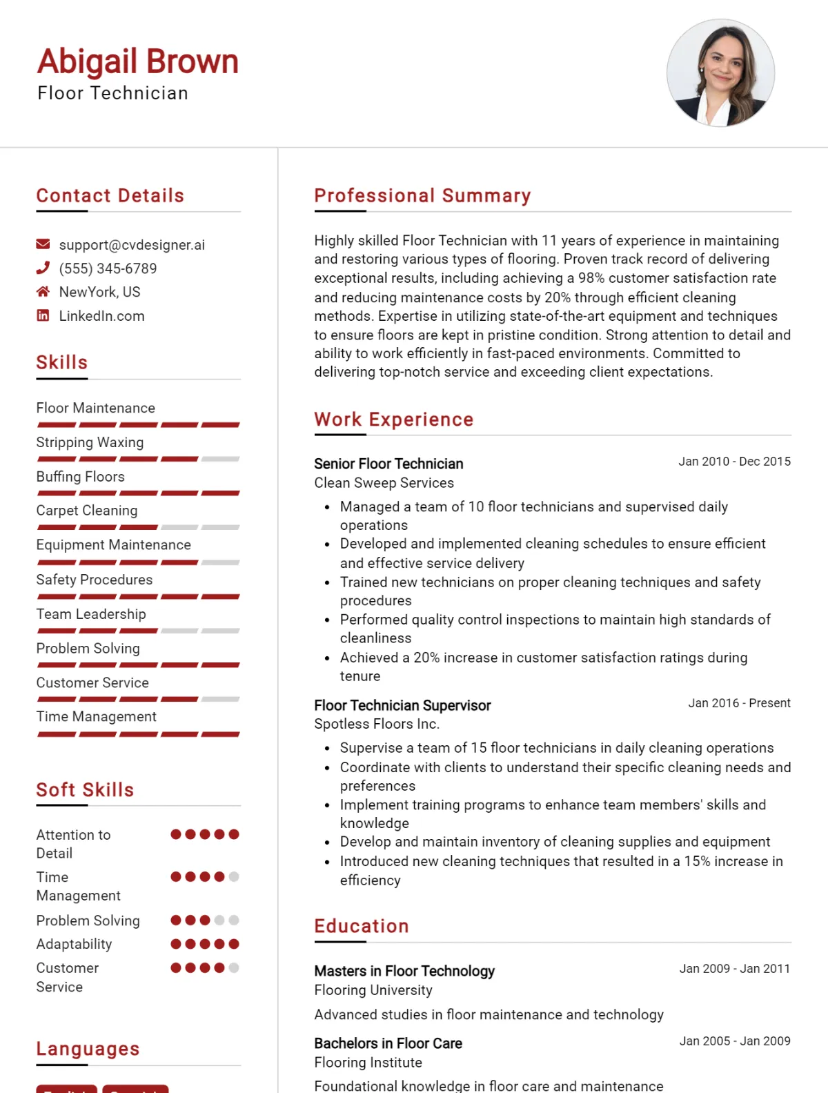Floor Technician CV Example For 2026: Best Tips & Templates Preview