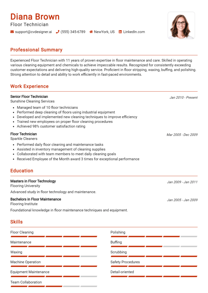 Floor Technician Resume Example