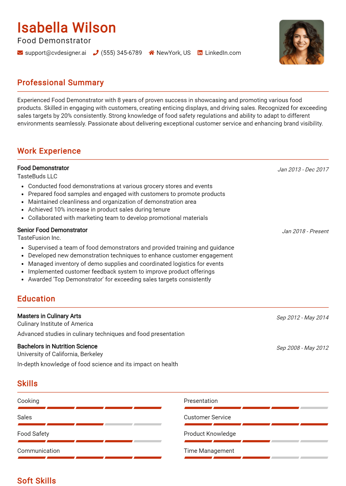 Food Demonstrator Resume Example for 2026: Ultimate Guide Preview
