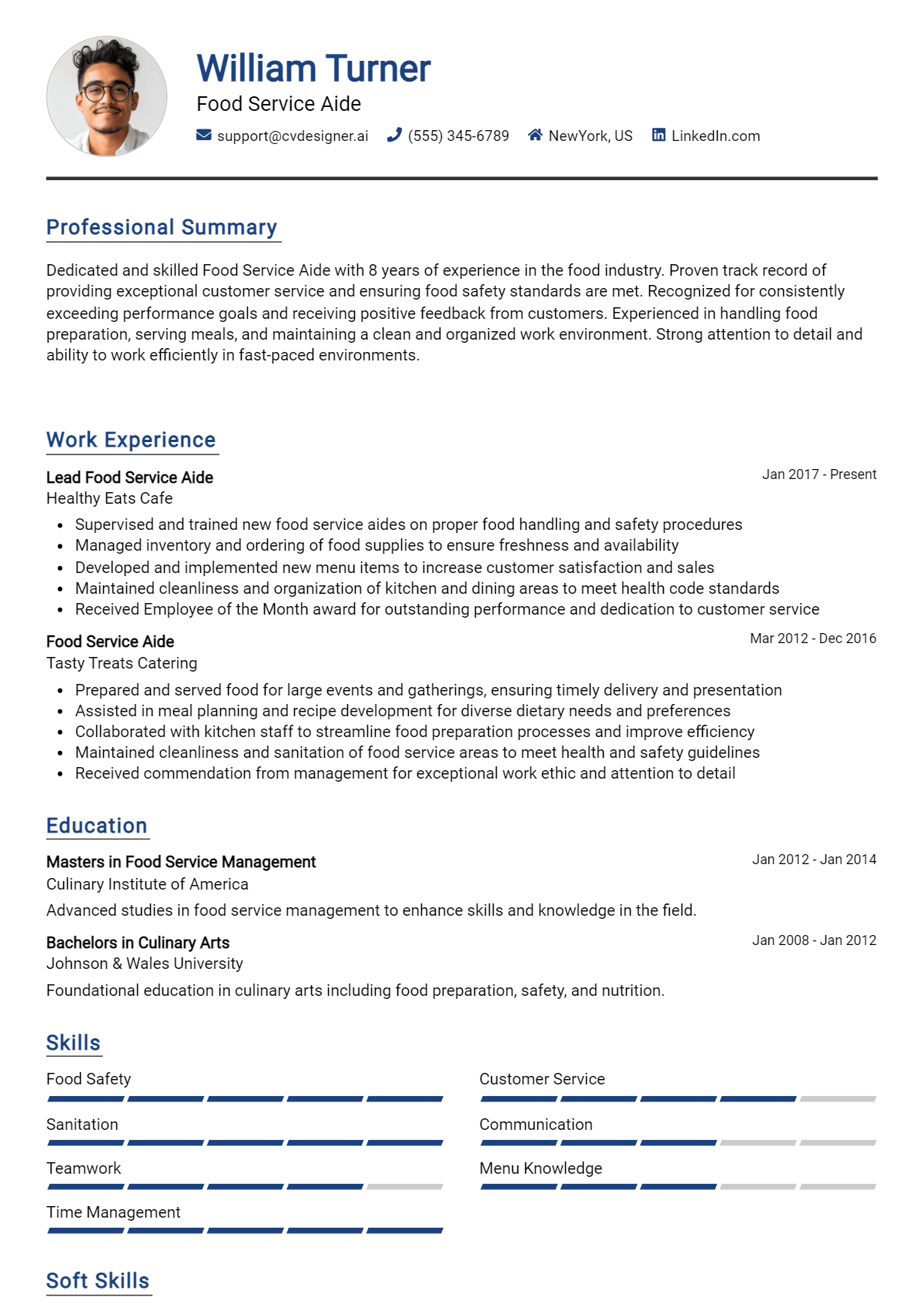 Food Service Aide Resume Example for 2026: How to Craft a Winning CV Preview