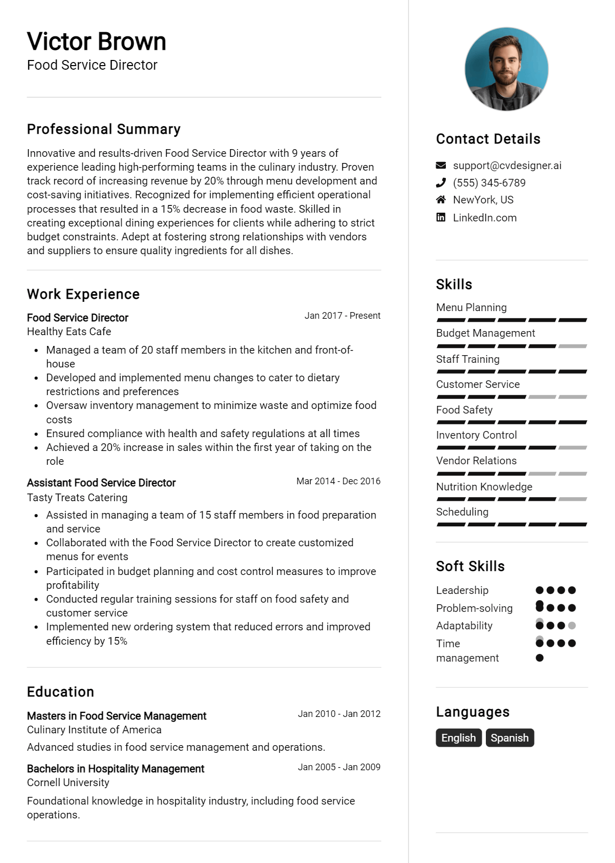 Food Service Director Resume Example for 2026: Tips to Stand Out Preview