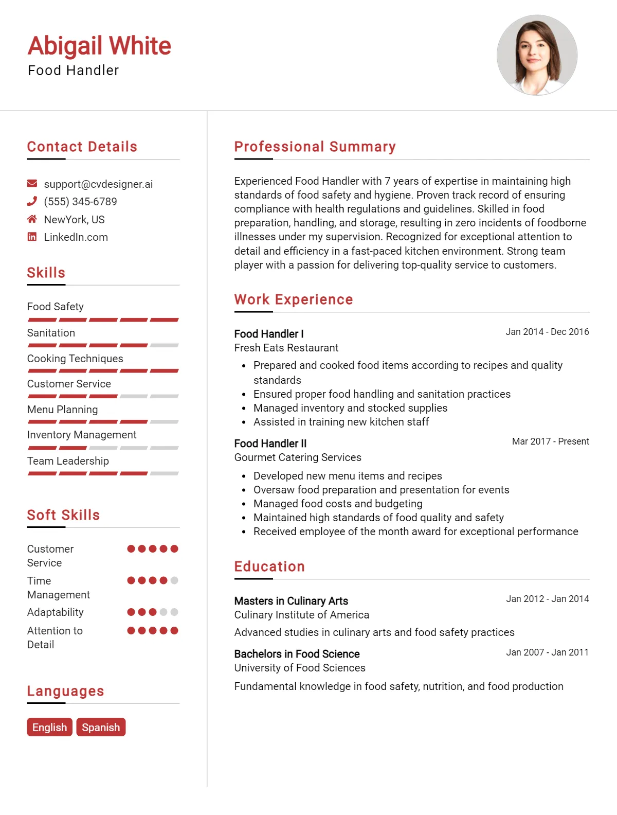 Food Handler CV Example For 2026: Top Tips & Samples Preview