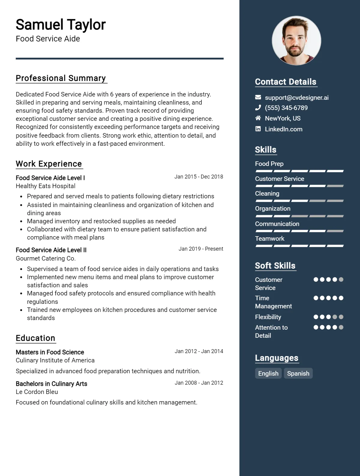 Food Service Aide CV Example For 2026: Ultimate Guide Preview