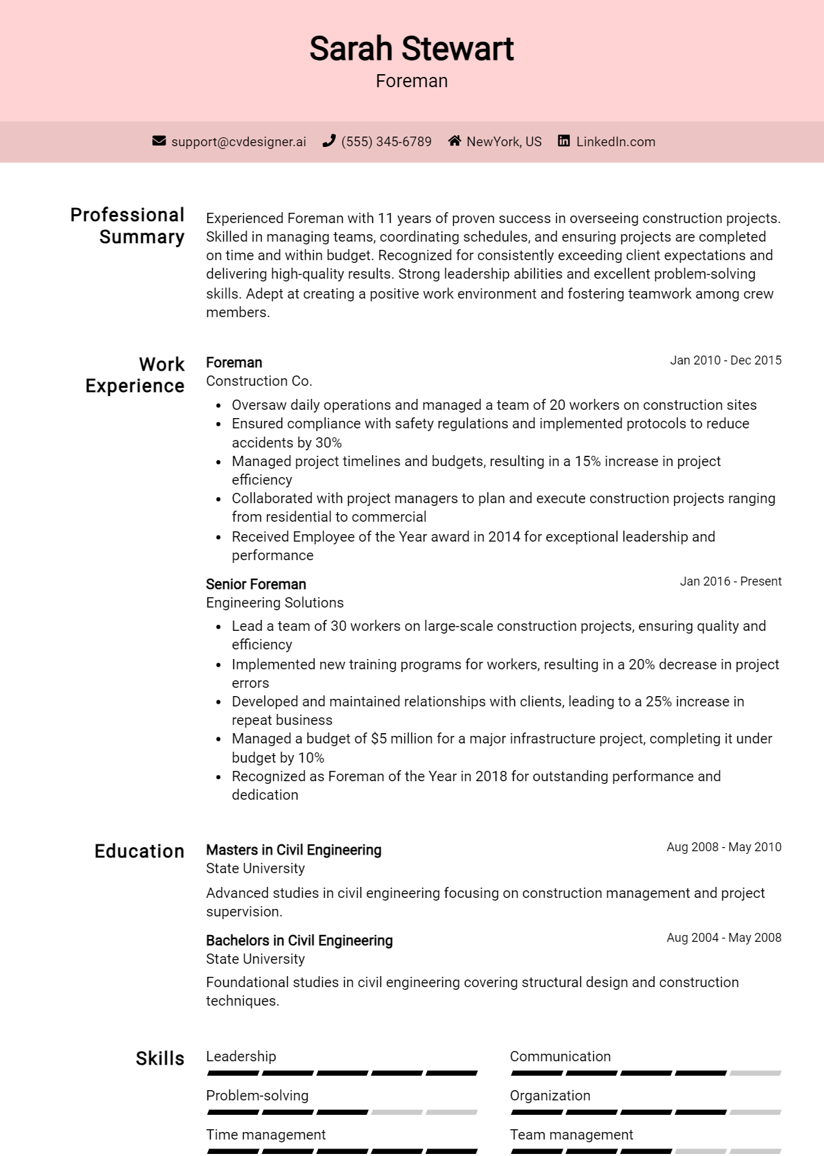 Foreman Resume Example for 2026: Proven Tips & Templates Preview