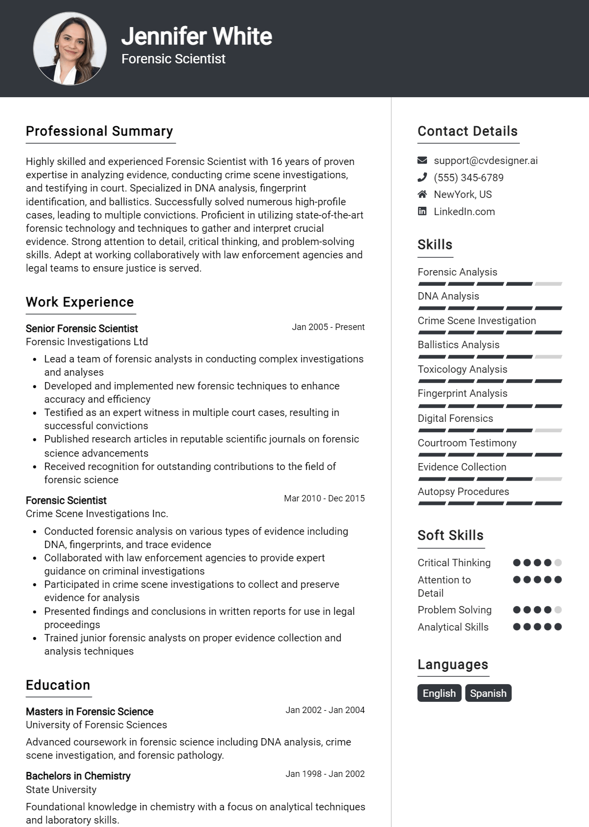 Forensic Scientist Resume Example for 2026: Free Guide Preview