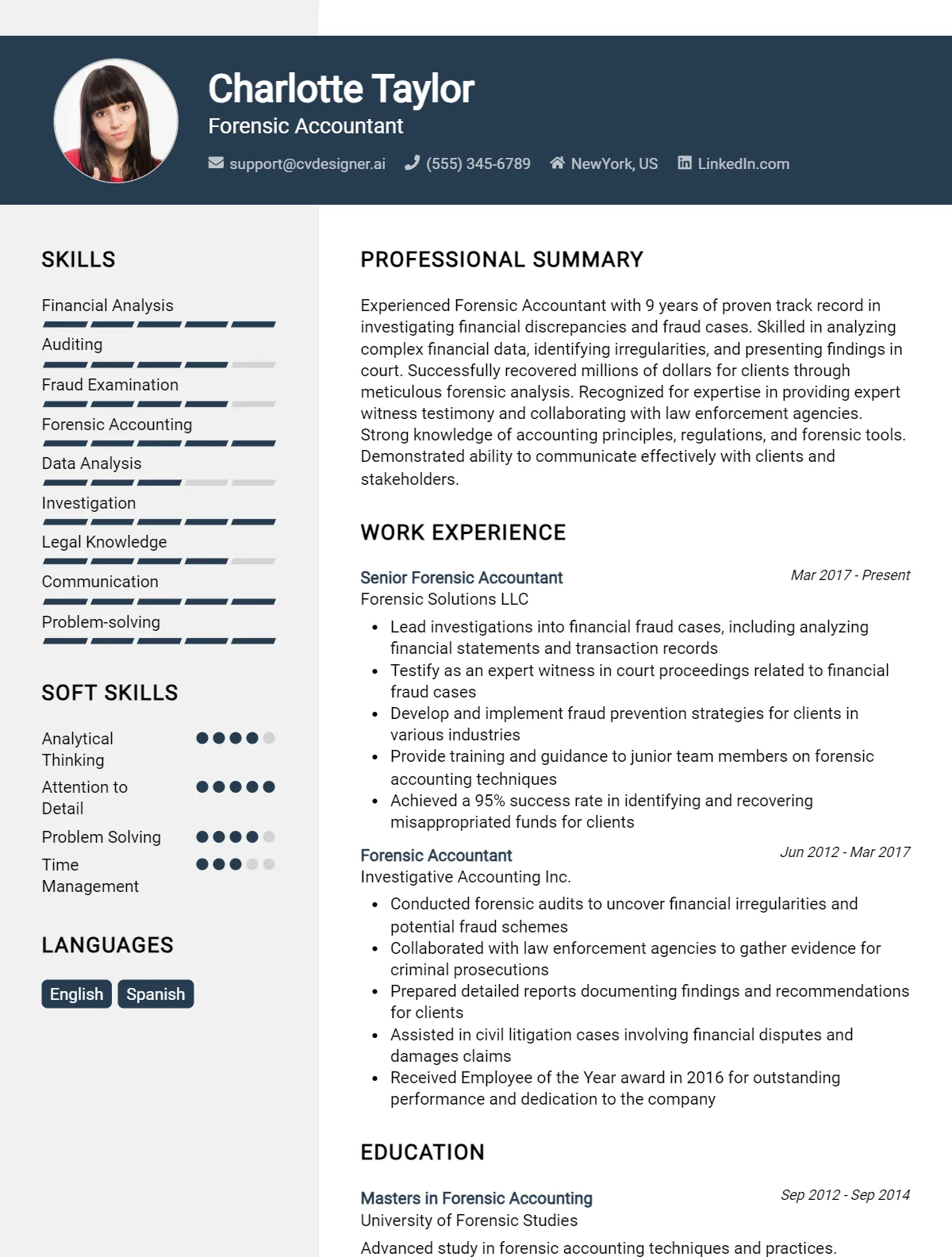 Forensic Accountant CV Example & Templates for 2026 Preview