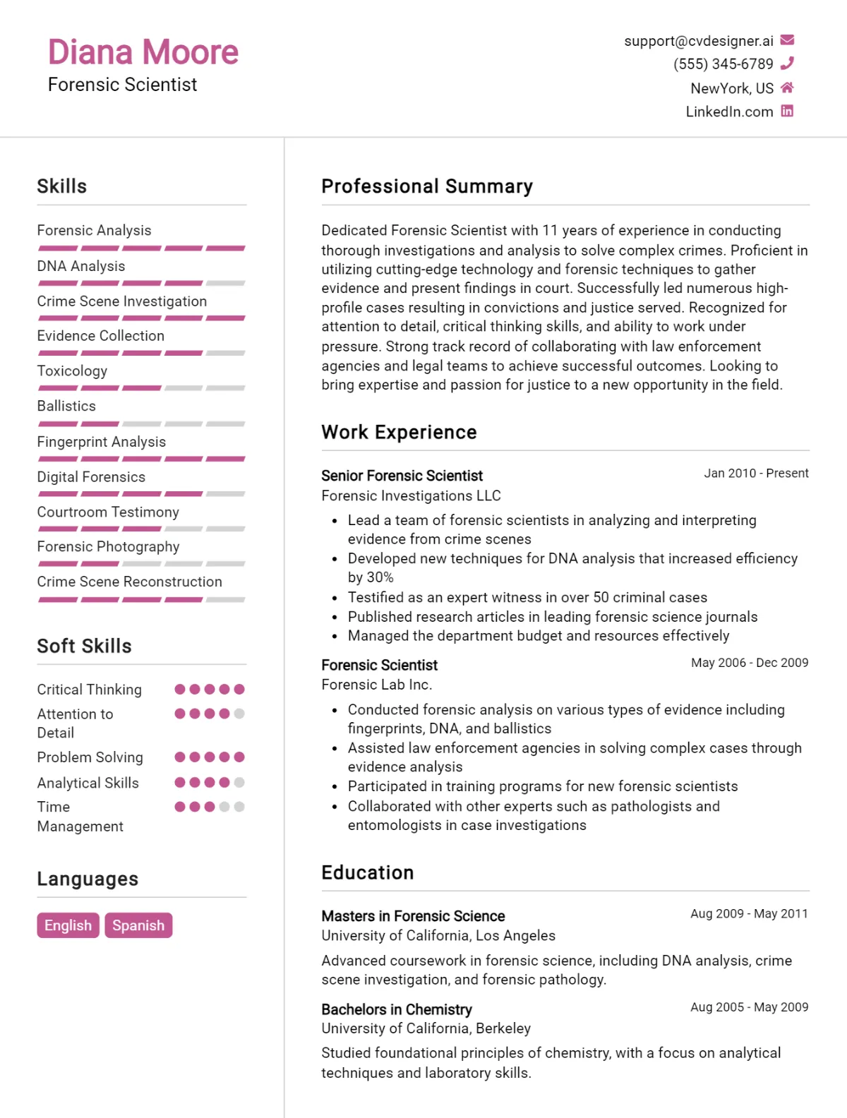 Forensic Scientist CV Example For 2026: Samples & Best Practices Preview