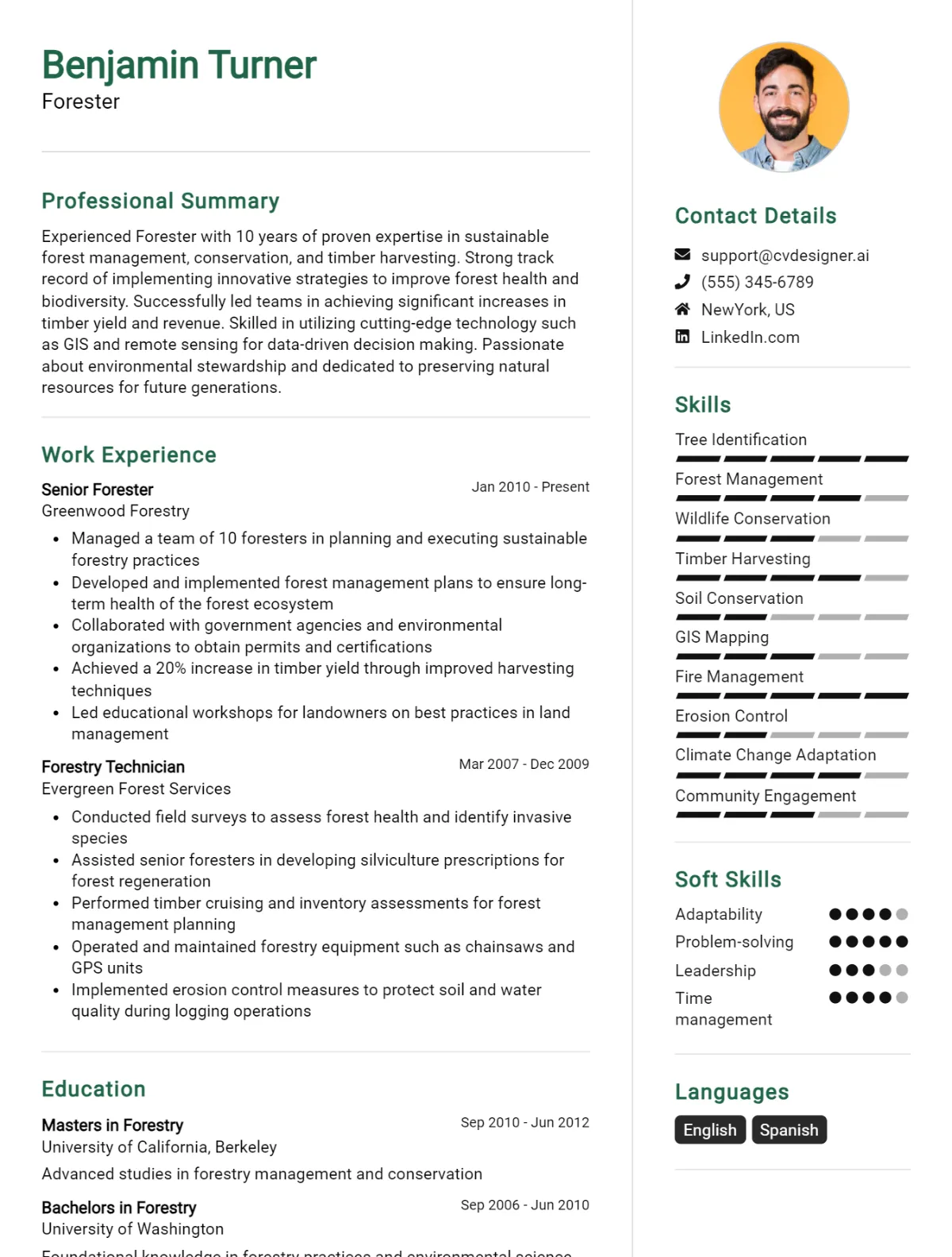 Forester CV Example For 2026: Proven Tips & Templates Preview
