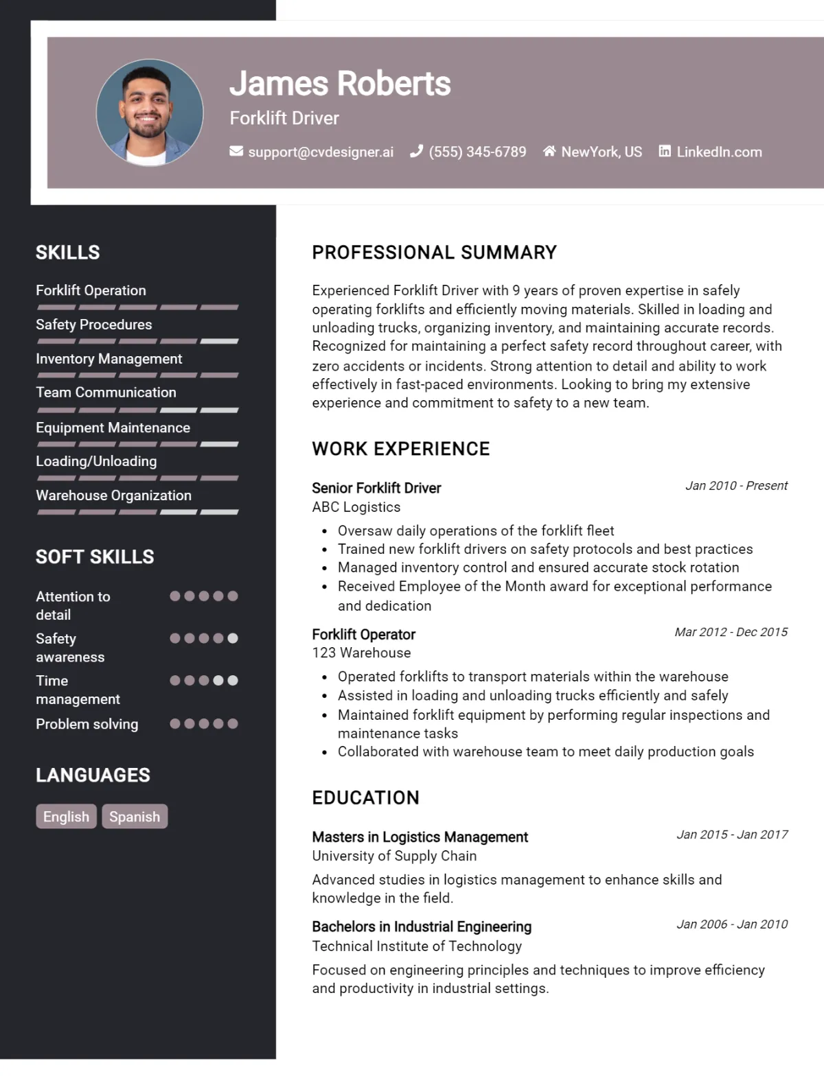 Forklift Driver CV Example For 2026: Tips to Stand Out Preview
