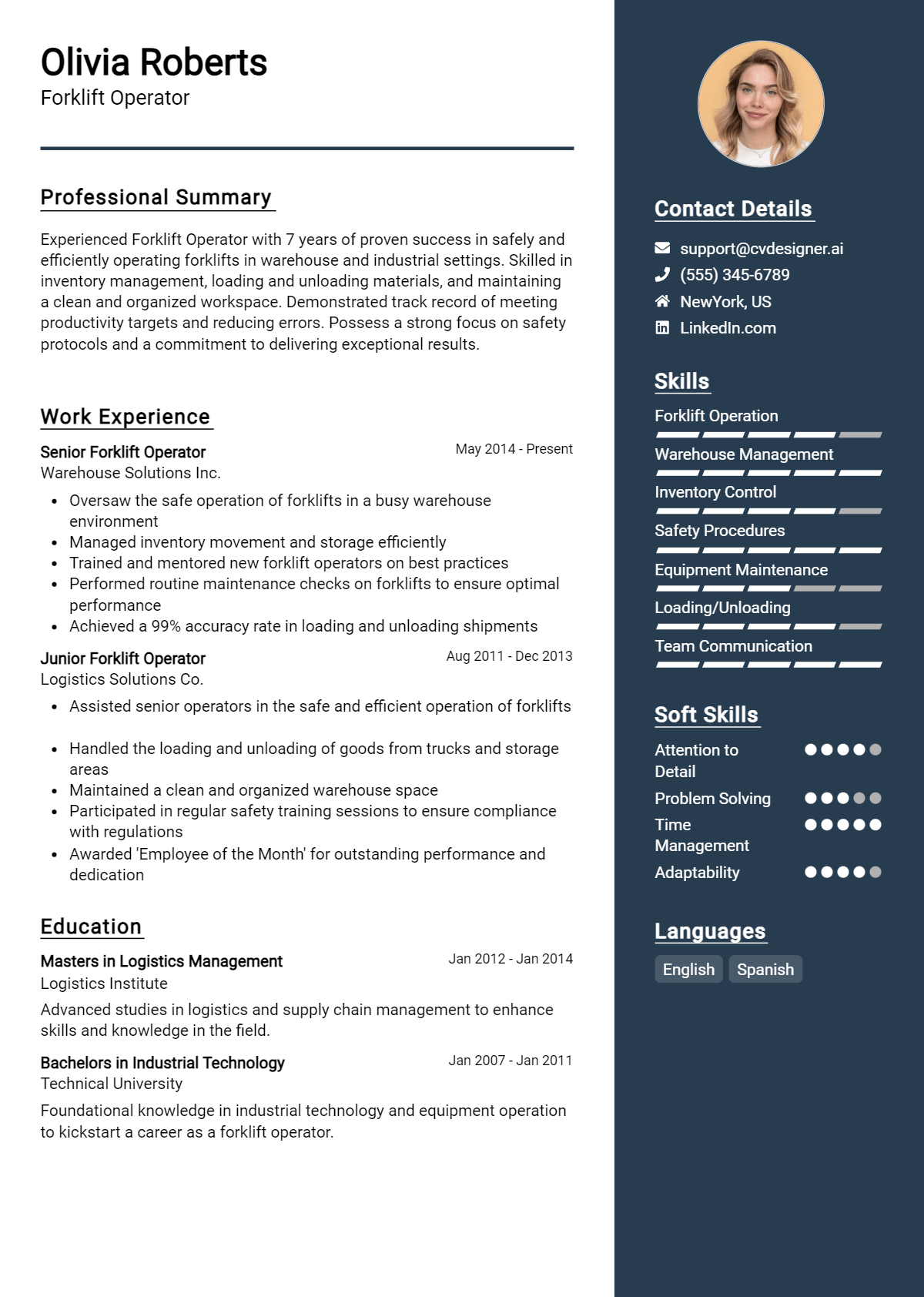 Forklift Operator Resume Example for 2026: Free Downloadable Templates Preview