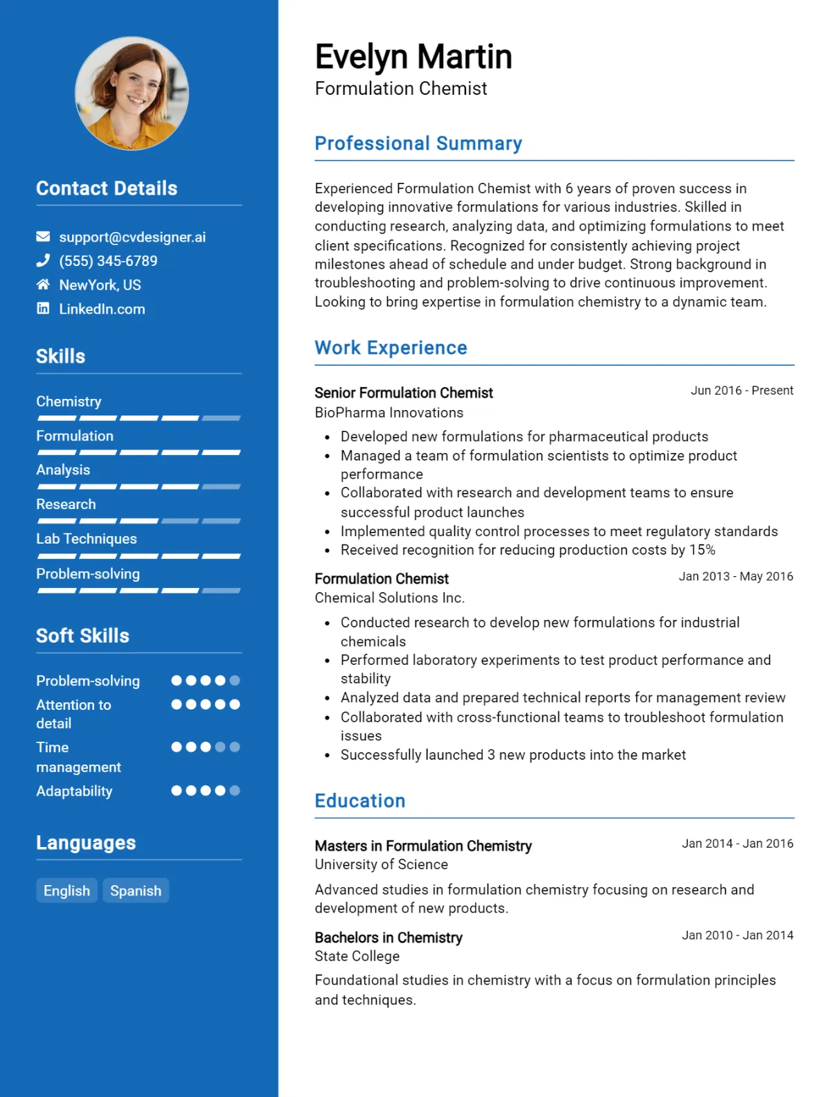 Formulation Chemist CV Example For 2026: Strategies & Templates Preview